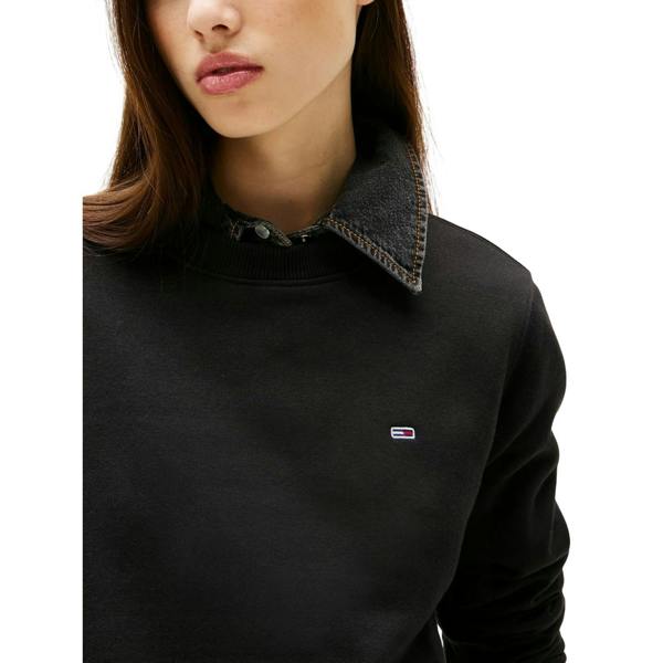Tommy Jeans Womens/Ladies Embroidered Logo Brushed Fleece Sweatshirt - Black - 