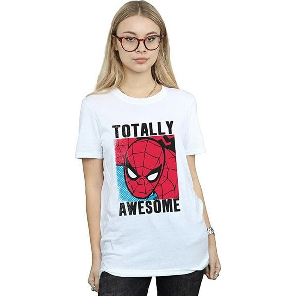 Spider-Man Womens/Ladies Totally Awesome Cotton Boyfriend T-Shirt - White