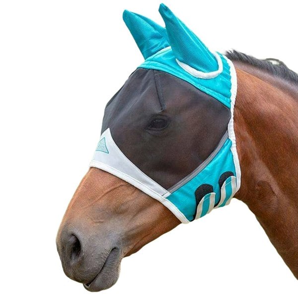 Shires Fine Mesh Horse Fly Mask With Ears - Teal