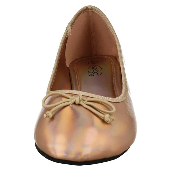Spot On Ladies Spot On Flat Metallic Ballerina Shoes F80398
