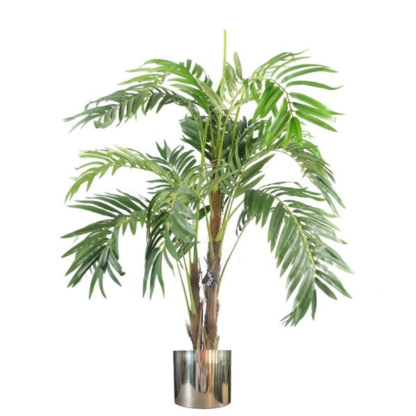 Leaf 120cm Premium Artificial palm tree with pot with Silver Metal Planter