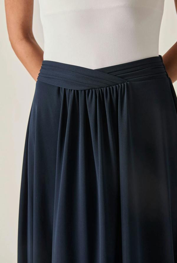 James Lakeland Navy Jersey Midi Skirt