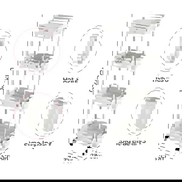 Levede 4 Tier Storage Trolley Cart on Wheels Kitchen Laundry Narrow Space Rack