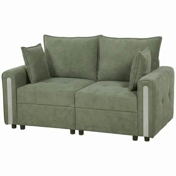 Bobobiy 2 Seater Sofa with Lift-Up Storage, 168 cm Comfy Velvet Small Couch with Wide Deep Seat, Plush Backrest, 2 Pillows, Dark Green