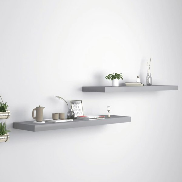 Berkfield Floating Wall Shelves 2 pcs Grey 90x23.5x3.8 cm MDF