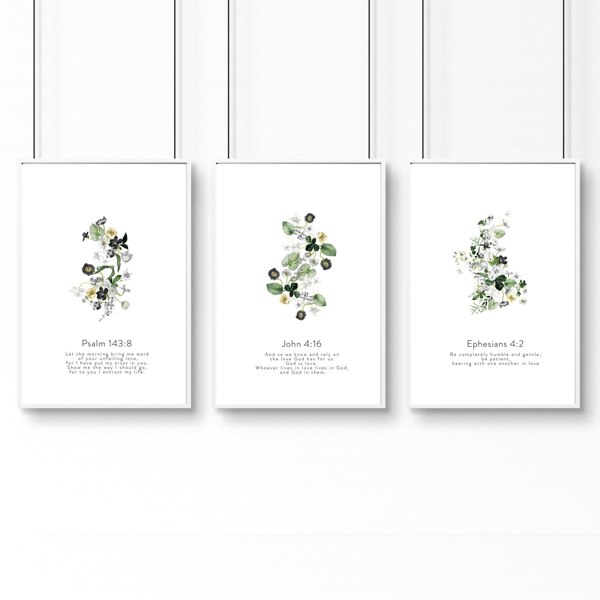 Living room wall prints | set of 3 Christian wall art prints