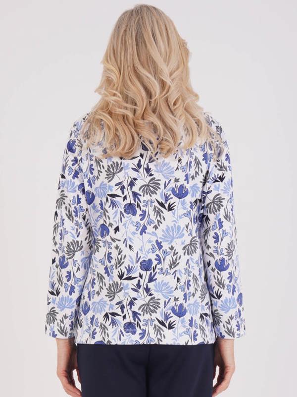 TIGI French Terry Floral Funnel Neck Top