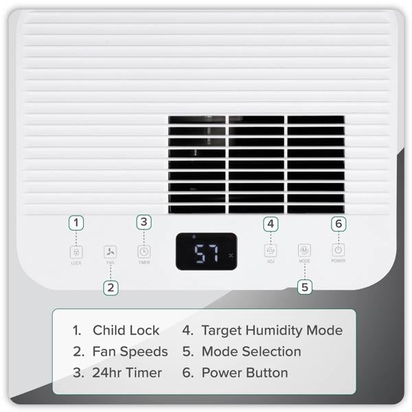 Dellonda Baridi Dehumidifier with Digital Display & 24hr Timer 12L White - DH147