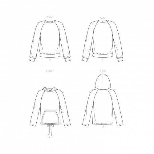 Simplicity Sewing Pattern 9240, Sweaters, Tops, Hoodies for Women, Men, A (XS-S-M-L-XL) - Easy