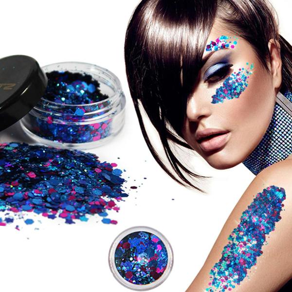 Aquarius Beautz Chunky Glitter Mermaid 10ml Pot 5g Cosmetic Body Face Festival Teal Blue
