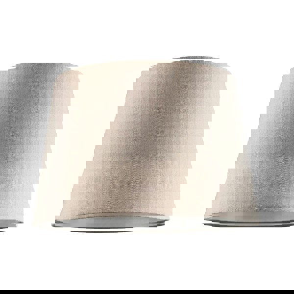 Traditional Dark Taupe Linen Fabric Drum Lampshade with White Inner Image 1