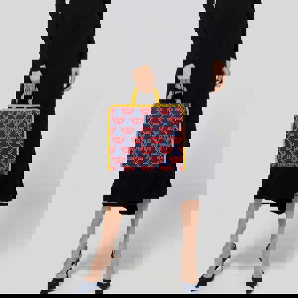 Gucci Interlocking G Monogram Canvas Tote Handbag – Ink Blue & Yellow