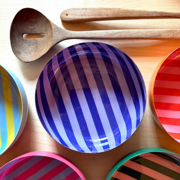 Love Frankie Small Stripy Bowls - 5 Colours Available - Small Stripy Bowl in Violet and Lavender