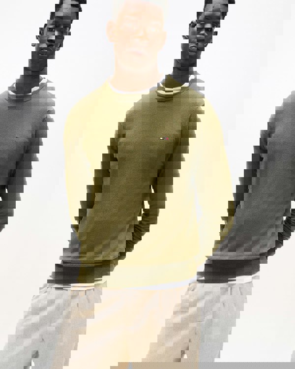 Tommy Hilfiger Organic Cotton Cashmere Mens Crew Sweater - Huntsman Green