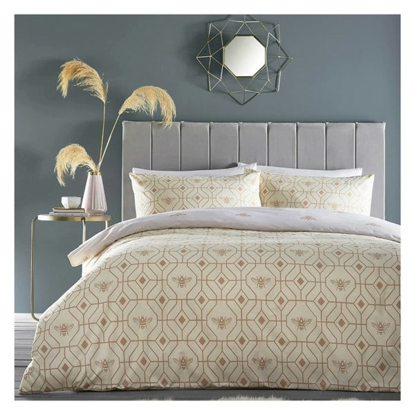 Furn Bee Deco Geometric Duvet Cover Set - Champagne