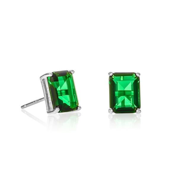 namana 925 Sterling Silver Rectangle Green Stud Earrings For Women