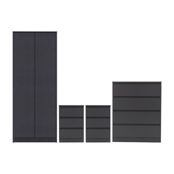 Seconique Malvern 4 Piece Bedroom Set With 2 Door Double Wardrobe
