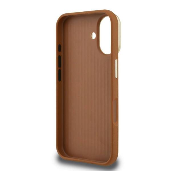 Guess PU Grained 4G Logo Stand Camera Frame Case for iPhone 16 6.1" Brown - GUHCP16SPCS4GSW