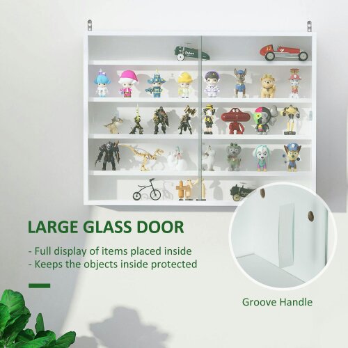 Wyld Haus Ronimo Wood And Glass White Wall Mounted Display Cabinet With Adjustable Shelves