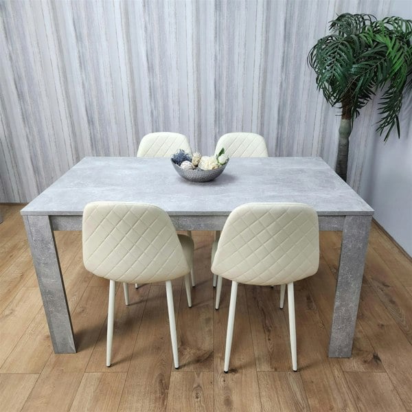 Kosy Koala Wooden Rectangle Dining Table Sets with Set of 4 Chairs, Grey and Cream