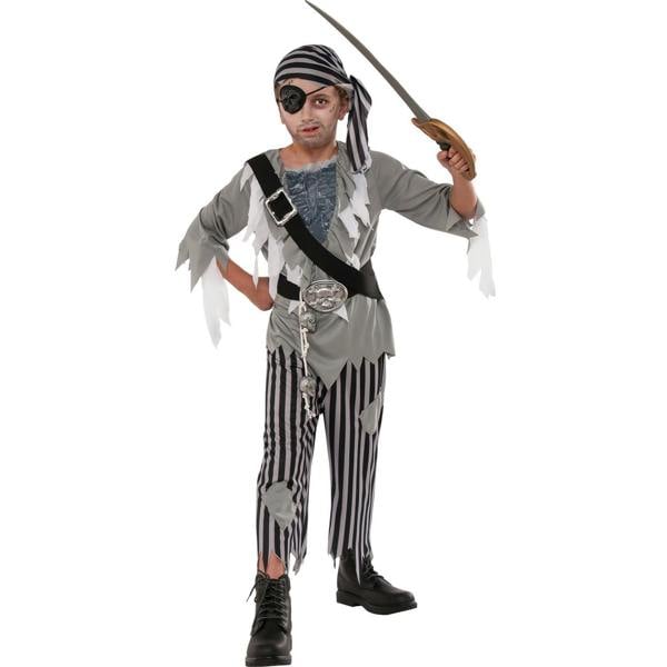 Bristol Novelty Boys Pirate Ghost Halloween Costume - Grey - 