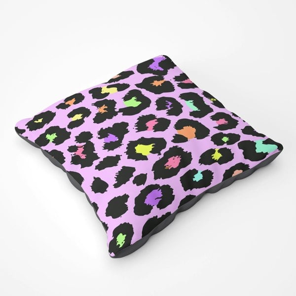 Warren Reed Pink Leopard Print Floor Cushion