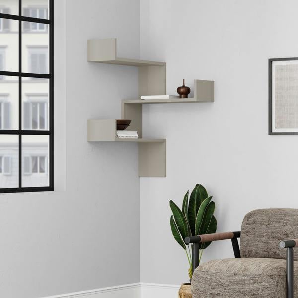 Decortie Luksa Modern Wall Shelf Bookcase Wall Mounted Corner Zigzag Design 60cm