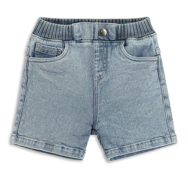 Mini Cuddles Baby Boys Denim Shorts with Adorable Lion Patch Detail
