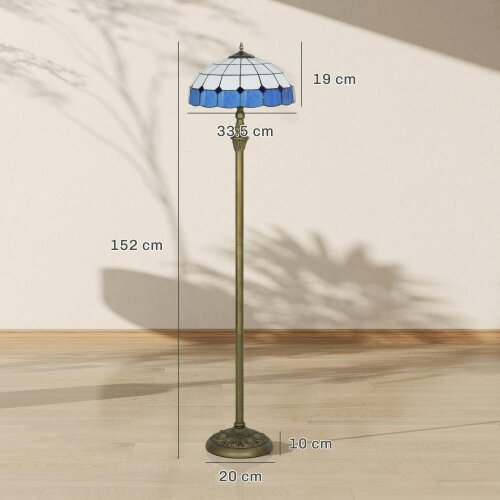 Wyld Haus Luel Metal And Glass Bronze And Blue Tiffany Style Floor Lamp With Handcrafted Shade