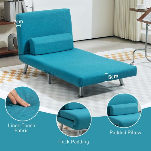 Wyld Haus Rekele Linen Dark Blue Single Sleeper Chair
