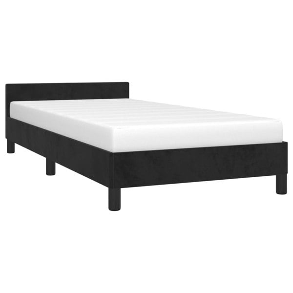 Berkfield Bed Frame with Headboard Black 90x190cm 3FT Single Velvet