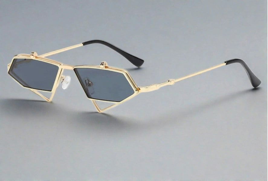 Viral Gold - Black Triangle Flip Lens Sunglasses