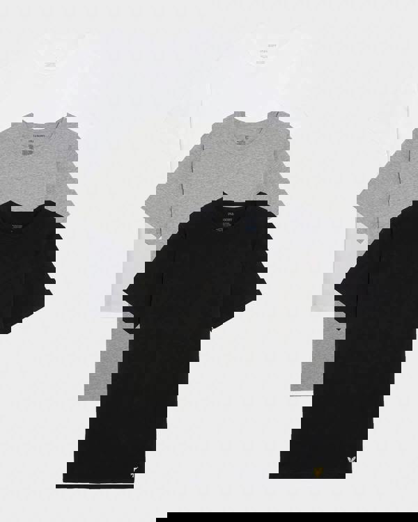 Lyle & Scott Mens Basic 3 Pack T-shirt - X044 Jet Black/Mid Grey Marl/White | CHO | Designer Mens Short Sleeve T-Shirts & Tops