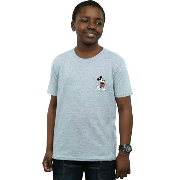 Disney Boys Mickey Mouse Kickin Retro Chest T-Shirt - Sports Grey