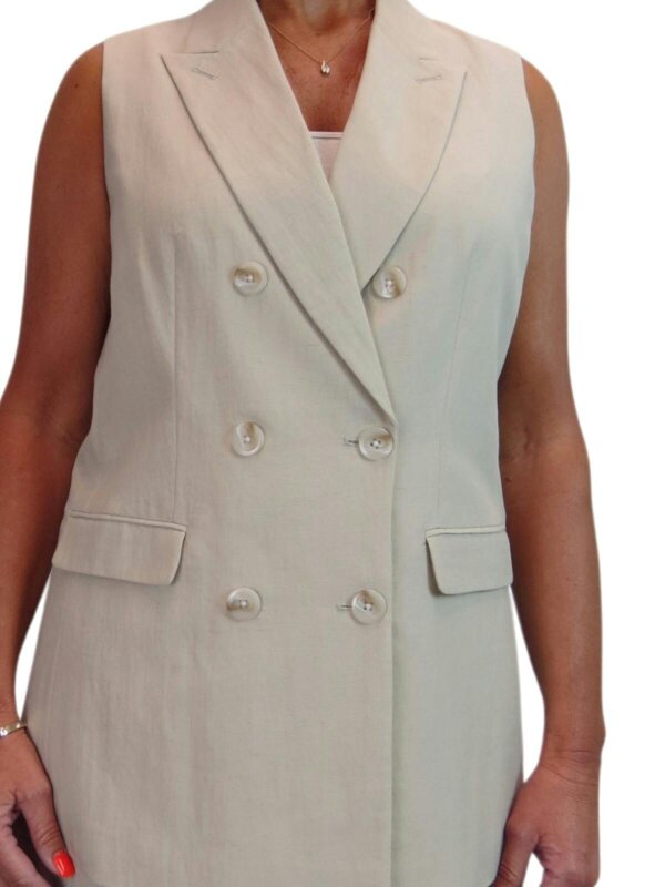 Paulo Due Women's 2 Piece Suit Linen Look Set - Sleeveless Tailored Waistcoat & Cropped Wide Leg Trousers