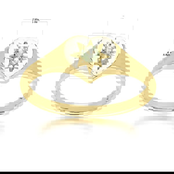 135R2055049 ECFEW™ 'The Liberator' Peridot Heart Ring in 9ct Yellow Gold Dimensions