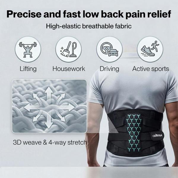 Centra Lumbar Support Belt Adjustable Lower Back Bracke for Men Breathable 120cm