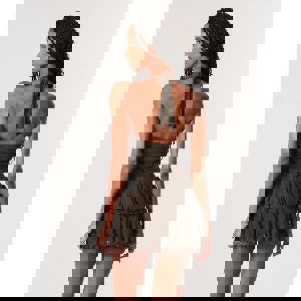 Pink Vanilla Halter Mesh Ruffle Playsuit