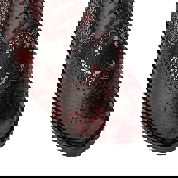 Embassy London Vivienne - Floral & Burgundy - Women's oxford lace-up shoe with brogue details