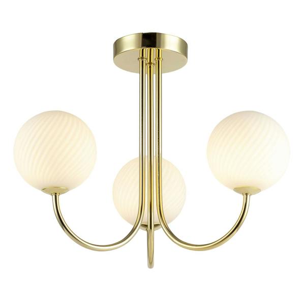 Modern Polished Gold Plated Ceiling Light Fitting with Swirl Glass Image 4