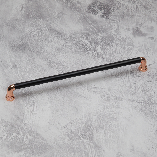 Handle & Home Polished Copper & Matt Black Industrial Bar Handles