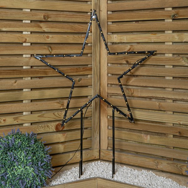 Samuel Alexander 60cm Light up Dewdrop Metal Christmas Star with Garden Stake & Warm White LEDs