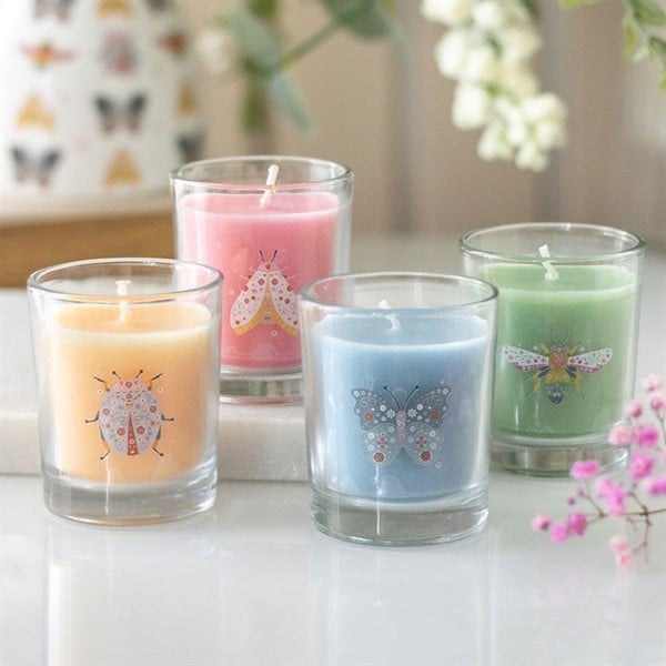 Serano Set of 4 Floral Bug Mandarin & Bergamot Candles