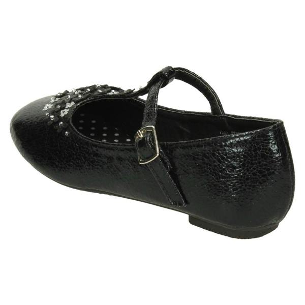 Spot On Girls Spot On Flat T-Bar Flower Trim Shoes