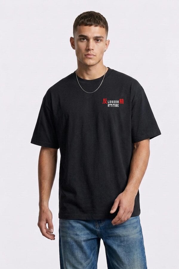 London Attitude Tokyo After Dark Dragon Oversized Heavyweight Graphic T-Shirt