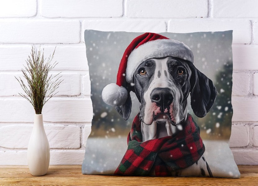 Warren Reed Snowy Christmas Great Dane Cushion