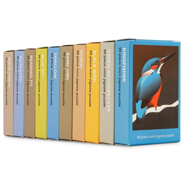 Happily Puzzles British Birds Full Set - 10 x 99 Piece Mini Jigsaw Puzzles