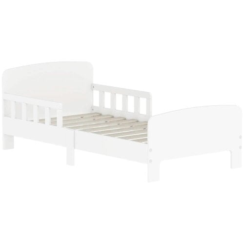Bobobiy Toddler Bed, Kids Bed Frame with Safety Side Rails, Kids Bedroom Furniture for Ages 3-8 Years, White