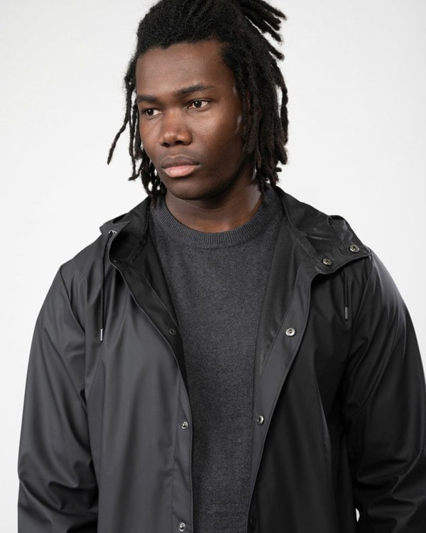 Rains Longer Unisex Jacket - 01 Black