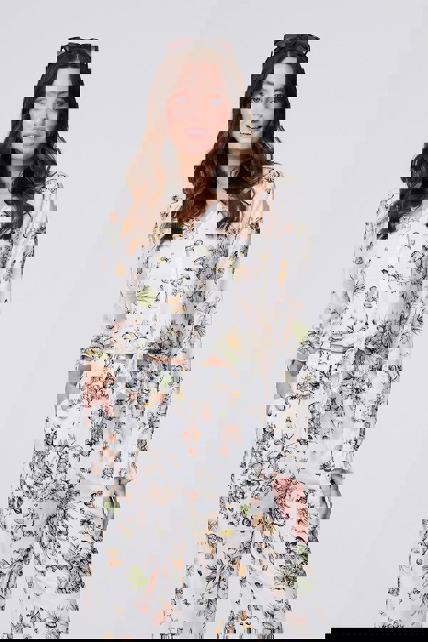 Beige | Butterfly Print Long Sleeve Shirt